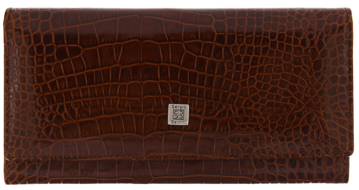 Кошелек Sergio Belotti, цвет: коричневый. 1075 modena cognac1075 modena cognac Кошелек Sergio Belotti, цвет: коричневый. 1075 modena cognac1075 modena cognacзакрывается широким клапаном на кнопке внутри отделение для купюр кармашек для sim-карты три кармана для документов пять кармашков для пластиковых карт сетчатый карман для пропуска снаружи на задней стенке карман для мелочи на молнии карман для документов Вид застежки: широким клапаном на кнопке