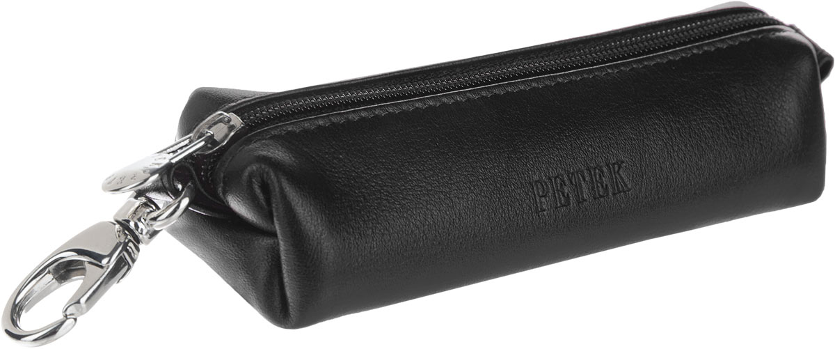 Ключница Petek 1855, цвет: черный. 2543.000.012543.000.01 Black Ключница Petek 1855, цвет: черный. 2543.000.012543.000.01 BlackСтильная ключница Petek 1855 выполнена из натуральной кожи и оформлена фирменным тиснением. Изделие закрывается на застежку-молнию. Внутри два металлических кольца для ключей на цепочках. Снаружи, на одной из боковых сторон предусмотрен карабин для ношения на поясе. Ключница упакована в фирменную коробку. Этот аксессуар станет замечательным подарком человеку, ценящему качественные и практичные вещи.