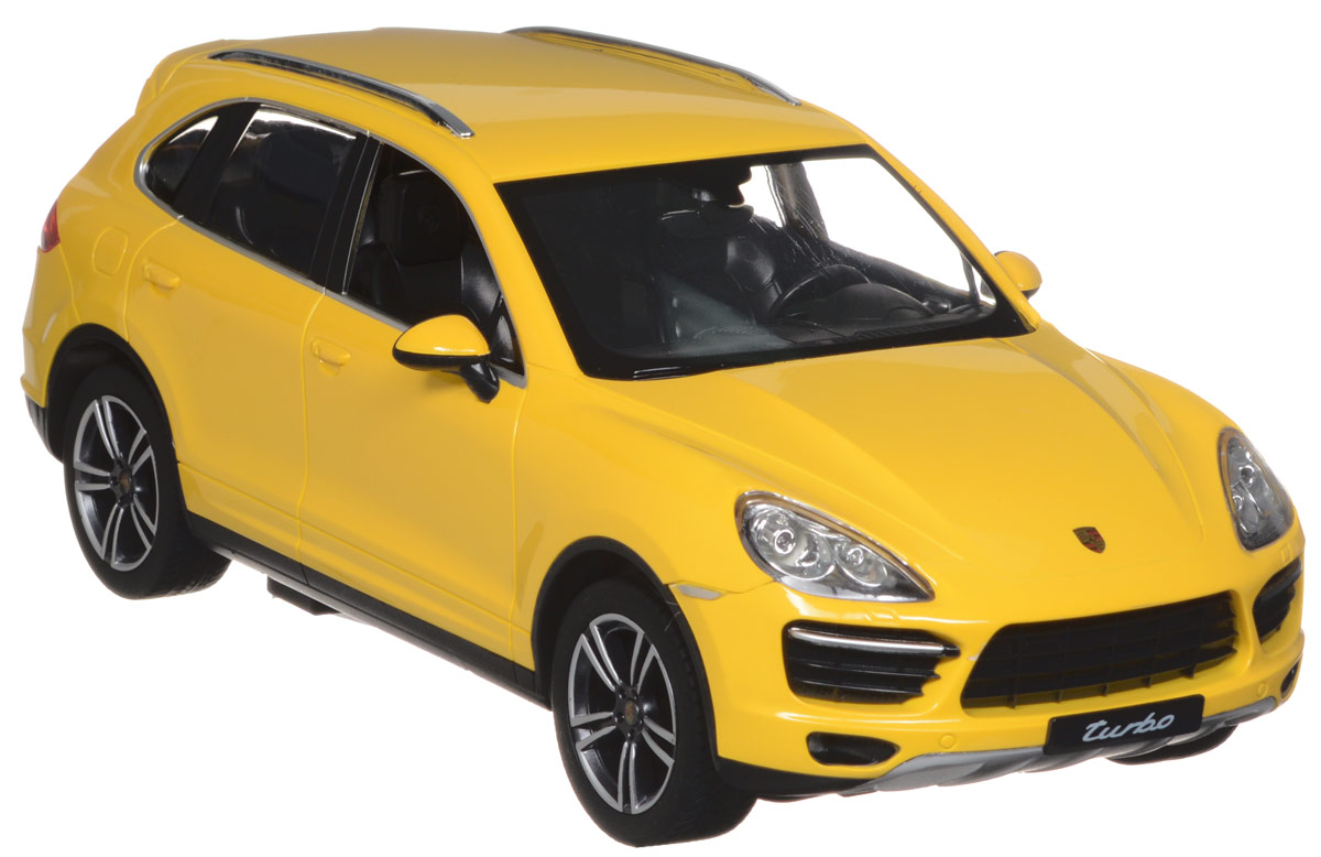 Rastar Радиоуправляемая модель Porsche Cayenne Turbo цвет желтый масштаб 1:1442900_желтый Rastar Радиоуправляемая модель Porsche Cayenne Turbo цвет желтый масштаб 1:1442900_желтыйРадиоуправляемая модель Rastar Porsche Cayenne Turbo обязательно привлечет внимание взрослого и ребенка и понравится любому, кто увлекается автомобилями. Все дети хотят иметь в наборе своих игрушек ослепительные, невероятные и крутые автомобили на радиоуправлении. Тем более если это автомобиль известной марки с проработкой всех деталей, удивляющий приятным качеством и видом. Маневренная и реалистичная уменьшенная копия Porsche Cayenne Turbo выполнена в точной детализации с настоящим автомобилем в масштабе 1:14. Управление машинкой происходит с помощью удобного пульта. Автомобиль двигается вперед и назад, поворачивает направо и налево. Автомобиль изготовлен из пластика с металлическими элементами. Колеса игрушки прорезинены и обеспечивают плавный ход, машинка не портит напольное покрытие. Радиоуправляемые игрушки способствуют развитию координации движений, моторики и ловкости. Ваш ребенок часами будет играть с моделью, придумывая различные истории и устраивая...