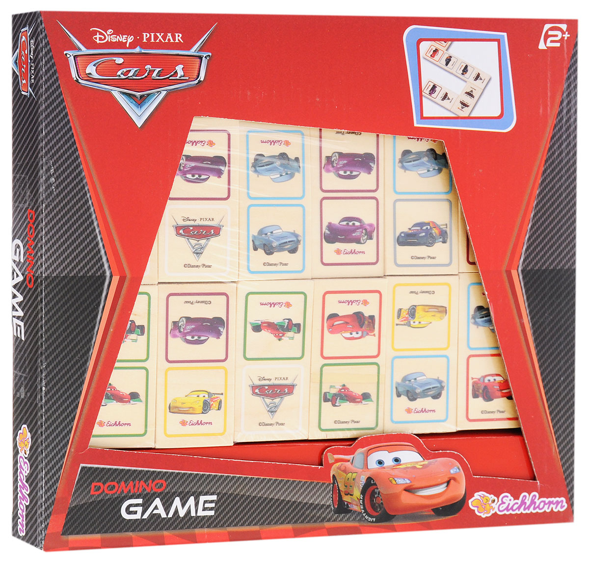 Eichhorn Настольная игра Домино Тачки3283 Eichhorn Настольная игра Домино Тачки3283Домино - увлекательная игра с яркими изображениями героев диснеевского мультфильма Тачки. В наборе 28 элементов из натурального дерева с изображениями любимых веселых машинок. Домино - это великолепная логическая игра, развивающая сообразительность и внимательность. Она нравится как детям, так и взрослым, поэтому можно играть в нее большой дружной компанией. Игра способствует развитию внимания, наблюдательности, логического мышления, способности к анализу ситуации, усидчивости, развивает сенсомоторную координацию и мелкую моторику рук, способствует социальному развитию.