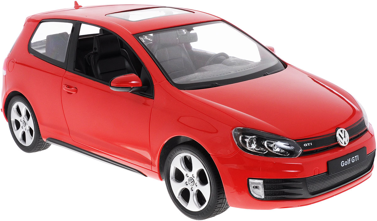 Rastar Радиоуправляемая модель Volkswagen Golf GTI цвет красный масштаб 1:1244600 Rastar Радиоуправляемая модель Volkswagen Golf GTI цвет красный масштаб 1:1244600Радиоуправляемая модель Rastar Volkswagen Golf GTI станет отличным подарком любому мальчику! Все дети хотят иметь в наборе своих игрушек ослепительные, невероятные и модные автомобили на радиоуправлении. Тем более, если это автомобиль известной марки с проработкой всех деталей, удивляющий приятным качеством и видом. Одной из таких моделей является автомобиль на радиоуправлении Rastar Volkswagen Golf GTI. Это точная копия настоящего авто в масштабе 1:12. Авто обладает неповторимым провокационным стилем и спортивным характером. Потрясающая маневренность, динамика и покладистость - отличительные качества этой модели. Возможные движения: вперед, назад, вправо, влево, остановка. При движении загораются фары и стоп- сигналы. Машина работает от 5 батареек типа АА напряжением 1,5V, пульт работает от батарейки 9V типа Крона (не входят в комплект).