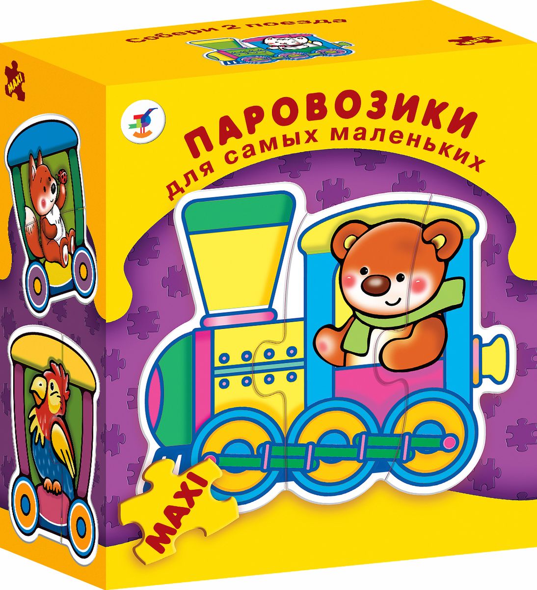 Дрофа-Медиа Развивающая игра Паровозики2196 Дрофа-Медиа Развивающая игра Паровозики2196Развивающая игра Паровозики прекрасно подходит для первого знакомства малыша с мозаикой, способствует формированию навыка соединения целого изображения из двух-трех элементов. В игре набор из восьми картинок с паровозиками и вагончиками, состоящих из ярких крупных деталей, которые соединяются с помощью пазлового замка. Игра Паровозики помогает в развитии зрительного восприятия, мелкой моторики и координации движений рук, наглядно-образного мышления, памяти и внимания.