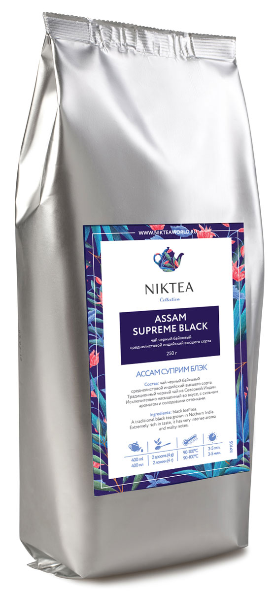Niktea Assam Supreme Black черный листовой чай, 250 гTALTHA-DP0002 Niktea Assam Supreme Black черный листовой чай, 250 гTALTHA-DP0002Niktea Assam Supreme Black - традиционный черный чай из Индии. Исключительно насыщенный во вкусе, с сильным ароматом и солодовыми оттенками. NikTea следует правилу качество чая - это отражение качества жизни и гарантирует: Тщательно подобранные рецептуры в коллекции топовых позиций-бестселлеров. Контролируемое производство и сертификацию по международным стандартам. Закупку сырья у надежных поставщиков в главных чаеводческих районах, а также в основных центрах тимэйкерской традиции - Германии и Голландии. Постоянство качества по строго утвержденным стандартам. NikTea - это два вида фасовки - линейки листового и пакетированного чая в удобной технологичной и информативной упаковке. Чай обладает многофункциональным вкусоароматическим профилем и подходит для любого типа кухни, при этом постоянно осуществляет оптимизацию базовой коллекции в соответствии с новыми тенденциями чайного рынка. Листовая коллекция NikTea представлена...
