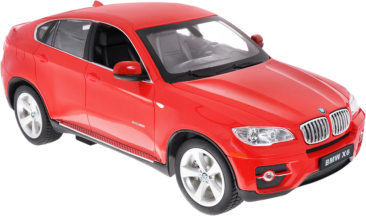 Rastar Радиоуправляемая модель BMW X6 цвет красный масштаб 1:1431400 Rastar Радиоуправляемая модель BMW X6 цвет красный масштаб 1:1431400Радиоуправляемая модель Rastar BMW X6 станет отличным подарком любому мальчику! Все дети хотят иметь в наборе своих игрушек ослепительные, невероятные и модные автомобили на радиоуправлении. Тем более, если это автомобиль известной марки с проработкой всех деталей, удивляющий приятным качеством и видом. Одной из таких моделей является автомобиль на радиоуправлении Rastar BMW X6. Это точная копия настоящего авто в масштабе 1:14. Авто обладает неповторимым провокационным стилем и спортивным характером. Потрясающая маневренность, динамика и покладистость - отличительные качества этой модели. Возможные движения: вперед, назад, вправо, влево, остановка. При движении загораются фары и стоп-сигналы. Машина работает от 5 батареек типа АА напряжением 1,5V, пульт работает от батарейки 9V типа Крона (не входят в комплект).