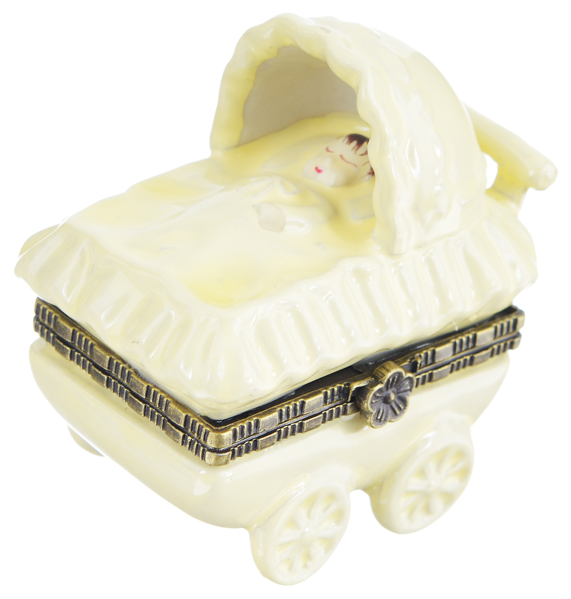 Шкатулка сувенирная Elan Gallery Коляска, 6 х 3,5 х 6 см350007 Шкатулка сувенирная Elan Gallery Коляска, 6 х 3,5 х 6 см350007Сувенирная шкатулка Elan Gallery Коляска не оставит равнодушной ни одну любительницу изысканных вещей. Изделие оформлено в виде коляски с младенцем. Такая оригинальная шкатулка может использоваться для хранения бижутерии, в качестве украшения интерьера, а также послужит хорошим подарком для родных и близких.