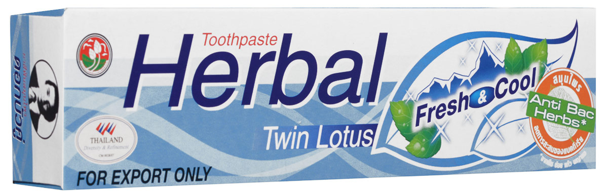 Twin Lotus Зубная паста Herbal Fresh & Cool с травами свежесть и прохлада, 100 г0051 Twin Lotus Зубная паста Herbal Fresh & Cool с травами свежесть и прохлада, 100 г0051Растительные зубные пасты Twin Lotus содержат более 96% натуральных ингредиентов, в подтверждение этого – темный цвет пасты, достигнутый благодаря смешиванию разных трав и процессу изготовления с использованием современного оборудования.