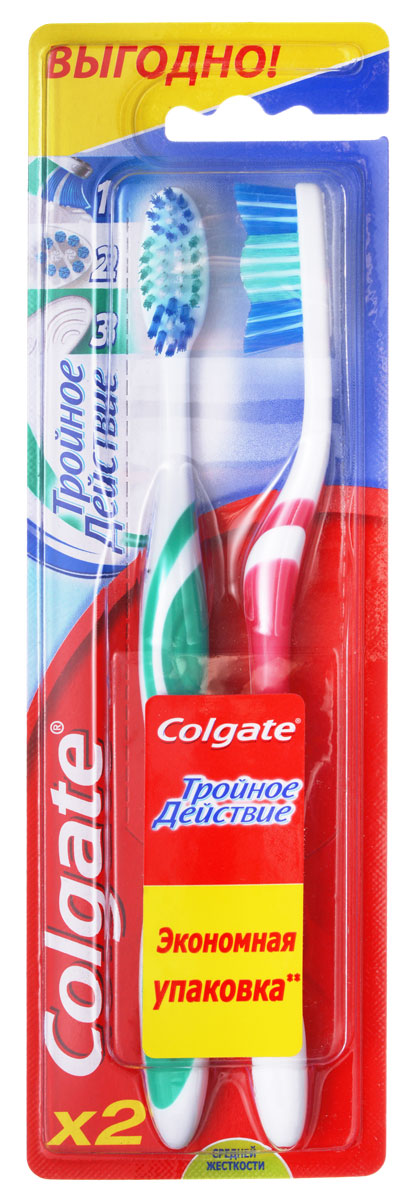 Colgate Зубная щетка Тройное действие, средняя жесткость, цвет: белый, розовый, зеленыйFCN21767 Colgate Зубная щетка Тройное действие, средняя жесткость, цвет: белый, розовый, зеленыйFCN21767Зубная щетка Colgate «Тройное действие» обеспечивает тройное действие. Крепкие зубы, благодаря удлиненным щетинкам. Белые зубы. Щетинки всесторонней чистки способствуют бережному очищению зубного налета, возвращая зубам естественную белизну. Свежее дыхание, благодаря поверхности для чистки языка