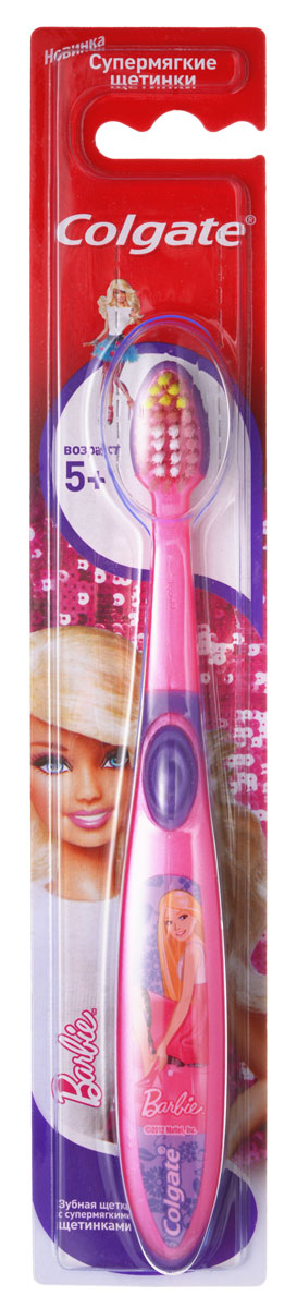 Colgate Зубная щетка Smiles Barbie Spiderman детская старше 5 летFCN21494 Colgate Зубная щетка Smiles Barbie Spiderman детская старше 5 летFCN21494Зубная щетка для детей, у которых еще есть молочные и уже появились постоянные зубы. Разноуровневые щетинки тщательно очищают молочные и прорезывающиеся постоянные зубы. Удлиненные кончики эффективно очищают труднодоступные межзубные промежутки зубов.