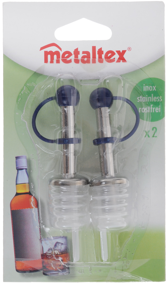 Набор пробок-дозаторов Metaltex, цвет: темно-синий, 2 шт25.71.00_синий Набор пробок-дозаторов Metaltex, цвет: темно-синий, 2 шт25.71.00_синийНабор Metaltex состоит из двух пробок-дозаторов, предназначенных для закрывания бутылок. Пробки выполнены из стали и пластика. С помощью таких пробок можно наливать напитки, не вынимая их. Набор Metaltex порадует вас лаконичным дизайном и функциональностью, а также займет достойное место среди аксессуаров на вашей кухне.