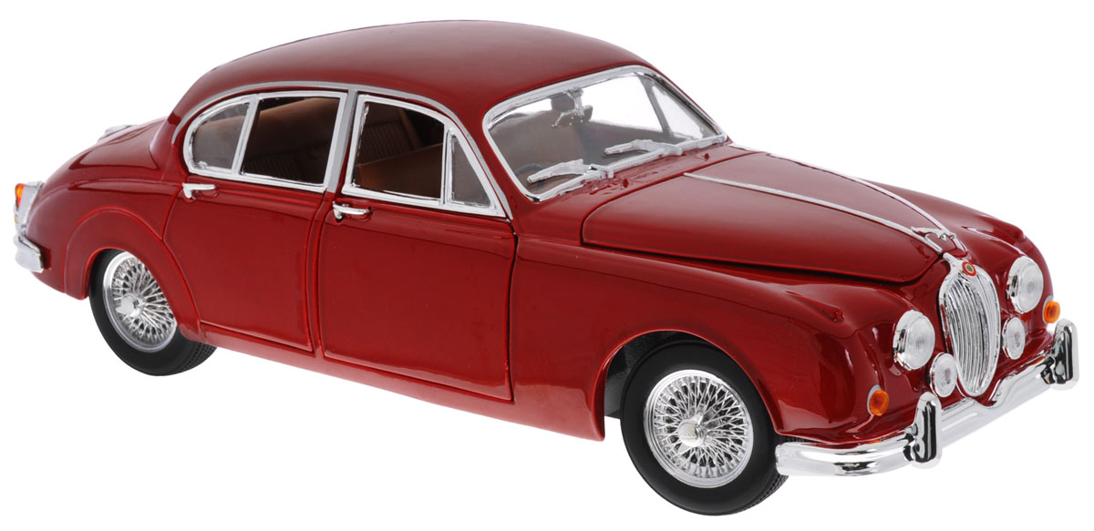 Bburago Модель автомобиля Jaguar Mark II 1959 цвет красный18-12009 Bburago Модель автомобиля Jaguar Mark II 1959 цвет красный18-12009Модель автомобиля Bburago Jaguar Mark II предназначена для тех, кто любит роскошь и классические автомобили. Благодаря броской внешности, а также великолепной точности, с которой создатели этой модели масштабом 1:18 передали внешний вид настоящего автомобиля, машинка станет подлинным украшением любой коллекции авто. Машина будет долго служить своему владельцу благодаря металлическому корпусу с элементами из пластика. Двери модели, багажник и капот открываются. При повороте руля изменяют свое направление колеса. Шины обеспечивают отличное сцепление с любой поверхностью пола. Модель автомобиля Jaguar Mark II 1959 года выпуска обязательно понравится вашему ребенку и станет достойным экспонатом любой коллекции.