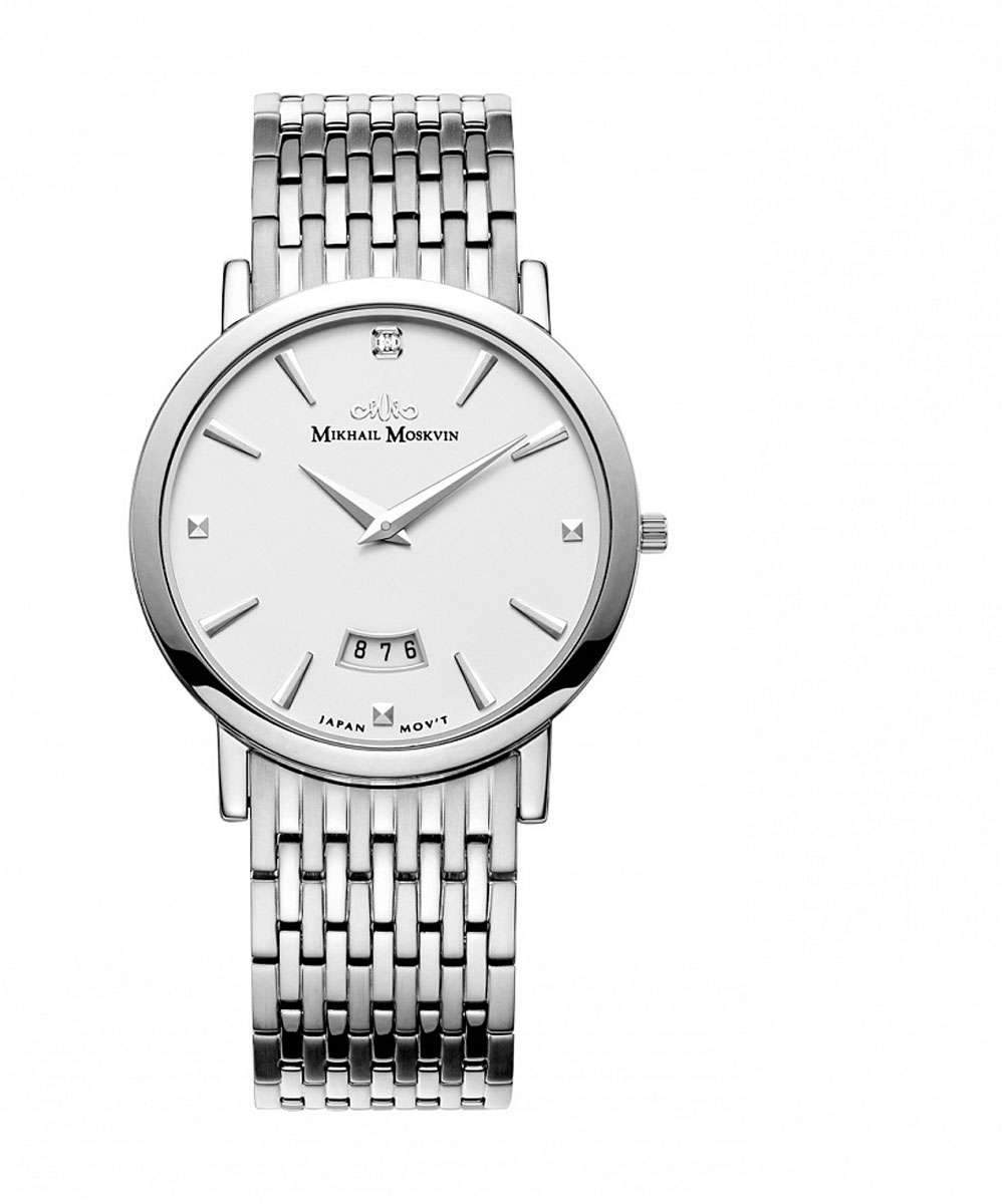 Часы мужские наручные Mikhail Moskvin Elegance, цвет: серебряный. 1014S0B11014S0B1 Часы мужские наручные Mikhail Moskvin Elegance, цвет: серебряный. 1014S0B11014S0B1Стильные мужские часы Mikhail Moskvin Elegance изготовлены из высокотехнологичной гипоаллергенной нержавеющей стали, натуральной кожи и минерального стекла. Циферблат изделия инкрустирован стразами и оформлен символикой бренда. Ультратонкий корпус часов оснащен кварцевым механизмом, степенью влагозащиты равной 3 Bar, а также устойчивым к царапинам минеральным стеклом и индикатором даты. Браслет застегивается на практичную застежку-бабочку. Часы поставляются в фирменной упаковке. Часы Mikhail Moskvin Elegance подчеркнут мужской характер и отменное чувство стиля их обладателя.