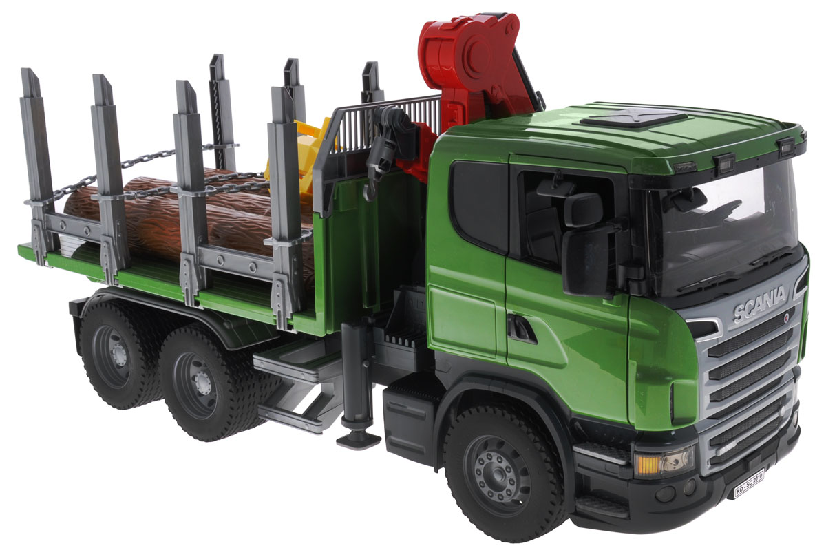 Bruder Лесовоз Scania03-524 Bruder Лесовоз Scania03-524Детская мечта порой кажется такой далекой, что ее осуществить взрослым не представляется возможным. Многие дети мечтают иметь в своем распоряжении такие игрушки, с которыми можно было бы играть в детские игры, повторяя в точности все то, что происходит вокруг. Мощные автомобили и механизмы, строительная и дорожная техника, мощные агрегаты, которые убирают улицы и помогают людям нормально жить и работать. Все перечисленное всегда интересует детей, особенно любопытны в этом плане мальчишки. Иметь в своем распоряжении мощный автомобиль, с помощью которого можно имитировать настоящий процесс, создавать в своих играх придуманные сюжеты - вот что нужно ребенку. Лесовоз Bruder Scania с портативным краном для поднятия бревен, как никогда лучше сумеет представить ребенку на практике тяжелую и трудную работу лесовоза на лесозаготовках. Игрушка выполнена настолько реалистично, что ребенок, играя с ней, невольно будет представлять себя настоящим водителем сложной и мощной машины. Машина -...