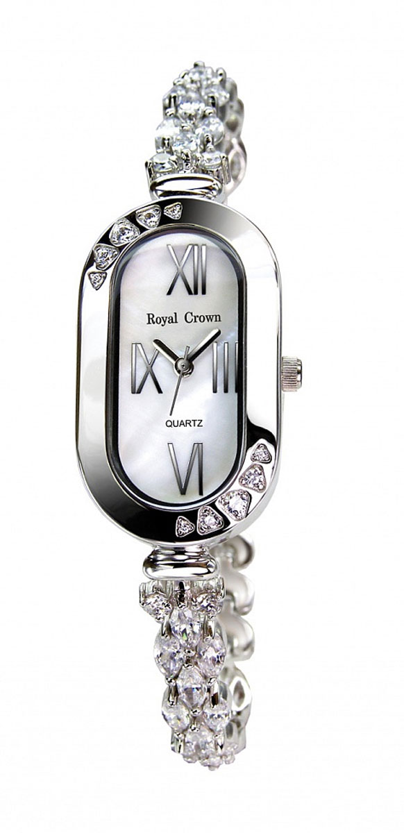 Часы женские наручные Royal Crown, цвет: серебряный, белый. 3801-RDM-53801-RDM-5 Часы женские наручные Royal Crown, цвет: серебряный, белый. 3801-RDM-53801-RDM-5Элегантные женские часы Royal Crown изготовлены из латуни нержавеющей стали и минерального стекла. Корпус и браслет изделия инкрустированы чешскими цирконами, циферблат дополнен перламутром. Корпус часов оснащен кварцевым механизмом, который имеет степень влагозащиты равную 3 Bar, а также устойчивым к царапинам минеральным стеклом. Практичный складной замок, предусмотренный в конструкции браслета, позволит снимать и надевать часы. Часы поставляются в фирменной упаковке. Часы Royal Crown подчеркнут изящность женской руки и отменное чувство стиля у их обладательницы.
