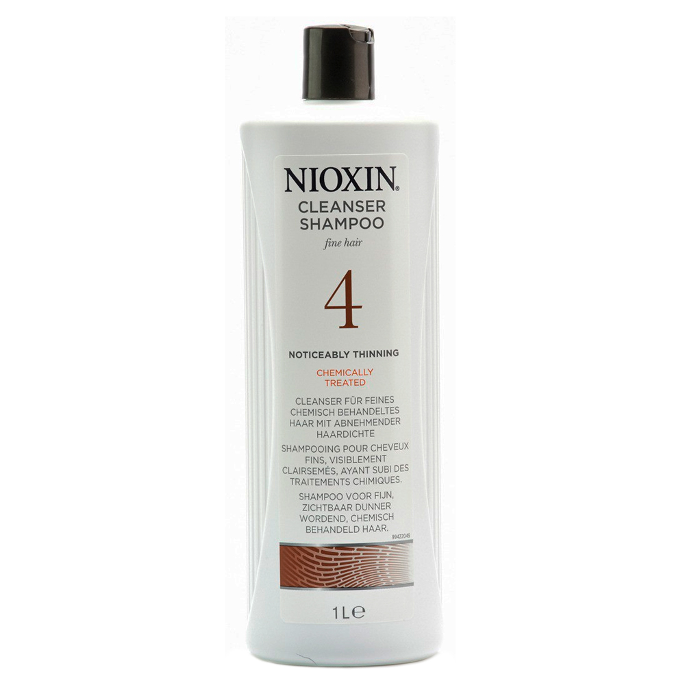 Nioxin Cleanser Очищающий шампунь (Система 4) System 4, 1000 мл81274162 Nioxin Cleanser Очищающий шампунь (Система 4) System 4, 1000 мл81274162Шампунь очищающий Система 4 Cleanser System 4 Nioxin предназначен для тонких и ослабленных волос, которые были агрессивно окрашены или подверглись химической обработке. Средство нейтрализует остатки химии и защищает волосы от внешнего влияния. Также шампунь от Ниоксин увлажняет кожу головы и заботится об интенсивности цвета окрашенных волос.