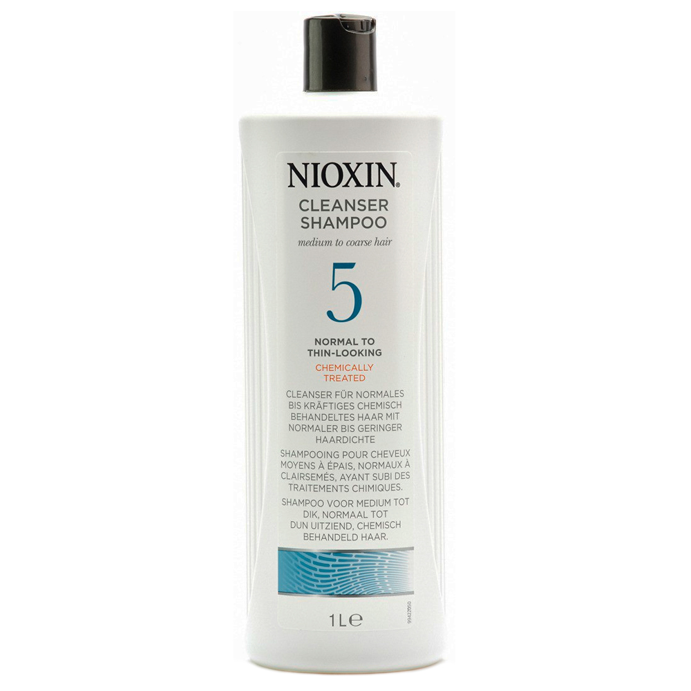 Nioxin Cleanser Очищающий шампунь (Система 5) System 5, 1000 мл81274173 Nioxin Cleanser Очищающий шампунь (Система 5) System 5, 1000 мл81274173Шампунь очищающий Система 5 Cleanser System 5 Nioxin предназначен для жестких и непослушных волос. Средство мягко очищает кожу головы и защищает ее от вредного влияния внешней среды. Шампунь от Ниоксин содержит протеины и аминокислоты, которые разглаживают и укрепляют структуру волоса, делая ее эластичной и сильной.