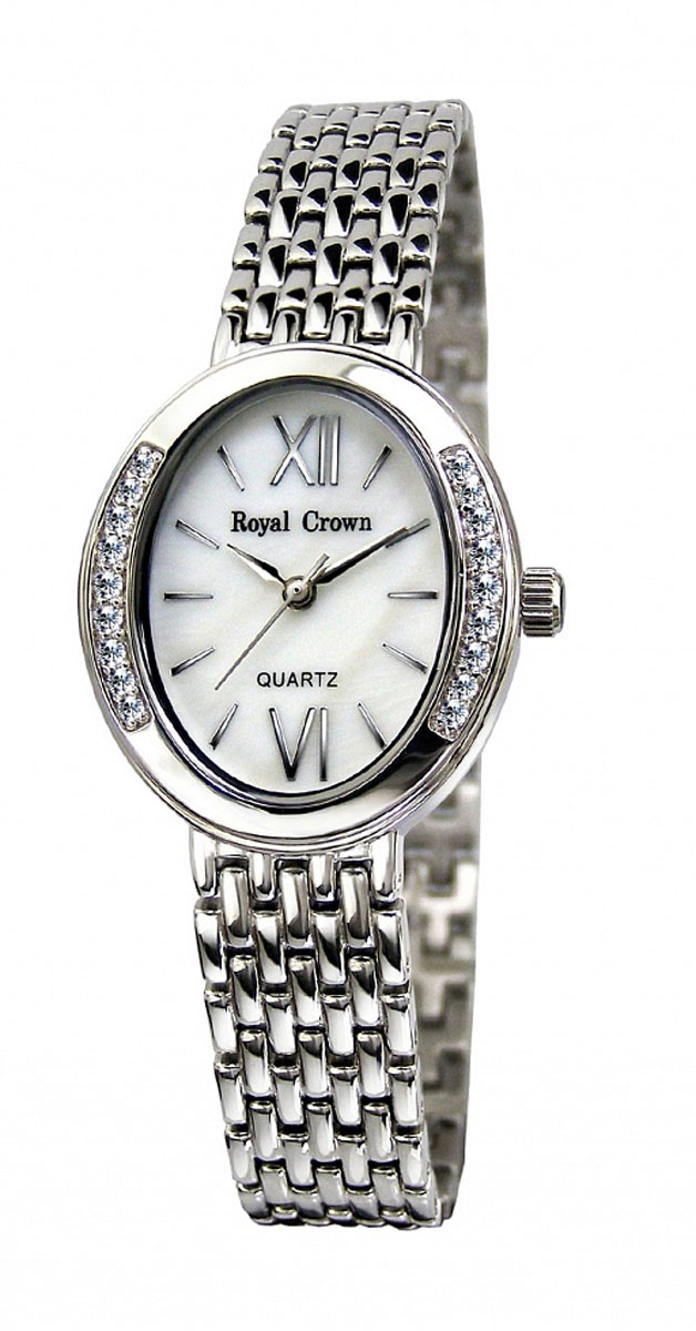 Часы женские наручные Royal Crown, цвет: серебряный, белый. 6309-RDM-66309-RDM-6 Часы женские наручные Royal Crown, цвет: серебряный, белый. 6309-RDM-66309-RDM-6Элегантные женские часы Royal Crown изготовлены из латуни нержавеющей стали и минерального стекла. Корпус изделия инкрустирован чешскими цирконами, циферблат дополнен перламутром. Корпус часов оснащен кварцевым механизмом, который имеет степень влагозащиты равную 3 Bar, а также устойчивым к царапинам минеральным стеклом. Практичный складной замок, предусмотренный в конструкции браслета, позволит снимать и надевать часы. Часы поставляются в фирменной упаковке. Часы Royal Crown подчеркнут изящность женской руки и отменное чувство стиля у их обладательницы.