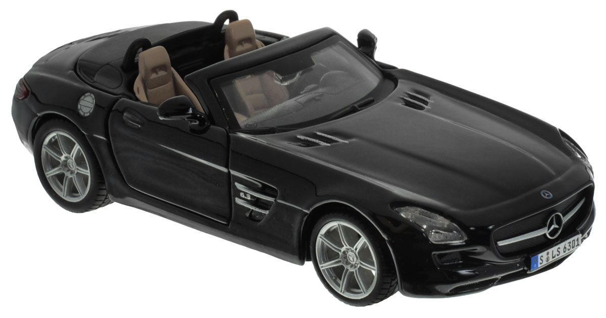 Bburago Модель автомобиля Mercedes-Benz SLS AMG Roadster18-43035 Bburago Модель автомобиля Mercedes-Benz SLS AMG Roadster18-43035Модель автомобиля Bburago Mercedes-Benz SLS AMG Roadster привлечет к себе внимание не только детей, но и взрослых. Модель представлена в масштабе 1:32 и в точности воспроизводит все детали внешнего облика реального автомобиля. Корпус автомобиля выполнен из металла с использованием пластиковых элементов, колеса прорезинены. Модель оборудована открывающимися дверцами и подвижными колесами. Во время игры с такой машинкой у ребенка развивается мелкая моторика рук, фантазия и воображение.