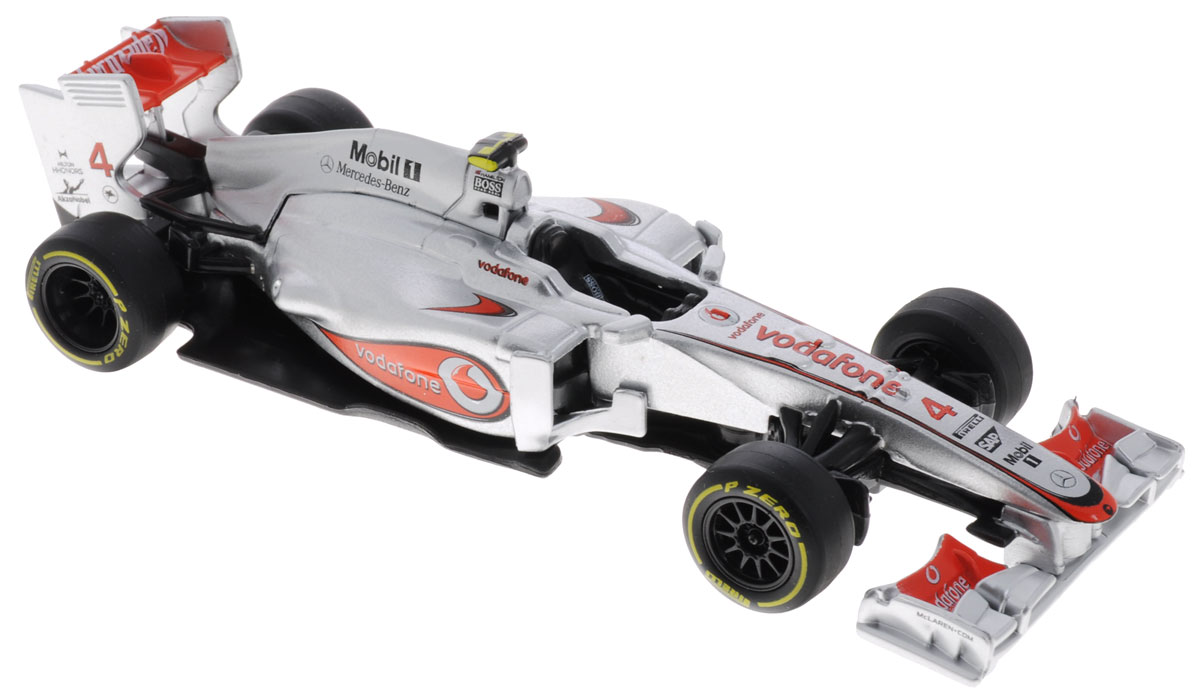 Bburago Модель автомобиля Формула-1 McLaren Mercedes MP4-27 Lewis Hamilton18-41205 Bburago Модель автомобиля Формула-1 McLaren Mercedes MP4-27 Lewis Hamilton18-41205Модель автомобиля Bburago Формула-1. McLaren Mercedes MP4-27 Lewis Hamilton предназначена для тех, кто любит роскошь и высокие скорости. Модель представлена в масштабе 1:32 и в точности воспроизводит все детали внешнего облика реального гоночного автомобиля. Корпус автомобиля выполнен из металла с использованием пластиковых элементов, колеса прорезинены. Модель оснащена подвижными колесами. Во время игры с такой машинкой у ребенка развивается мелкая моторика рук, фантазия и воображение. Ваш малыш часами будет играть с моделью, придумывая различные истории и устраивая соревнования. Порадуйте его таким замечательным подарком!