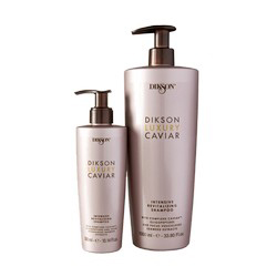Dikson Luxury Caviar Интенсивный ревитализирующий шампунь с Complexe Caviar Intensive And Revitalising Shampoo 1000 млdiks2710 Dikson Luxury Caviar Интенсивный ревитализирующий шампунь с Complexe Caviar Intensive And Revitalising Shampoo 1000 млdiks2710Шампунь является мультивитаминной ванной для волос. Мягко очищает волосы и придаёт им силу, омолаживая и делая их более плотными. Совместное воздействие экстракта икры, олигопептидов и водорослей Fucus Vesiculosus, входящих в состав Complexe Caviar, помогают превратить ослабленные, тусклые и состаренные временем волосы в сильные, сияющие и помолодевшие. Для достижения оптимальных результатов использовать в комплексе с другими средствами линии DIkson Luxury Caviar. Активные компоненты: Экстракт чёрной икры, экстракт бурых водорослей Fucus. Результат: Волосы становятся крепкими, плотными и блестящими.