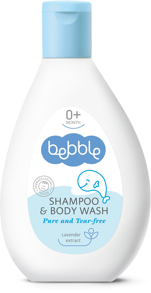 Bebble Шампунь для волос и тела Shampoo & Body Wash 200 мл301078 Bebble Шампунь для волос и тела Shampoo & Body Wash 200 мл301078День, проведенный с малышом — это день, наполненный любовью. Tеплая расслабляющая ванна с шампунем для волос и тела bebble представляет собой лучший способ окончания дня. Мягкая формула, специально разработанная для малышей, особенно нежна для глаз. Пушистая пенка шампуня деликатно очищает волосы и кожу, не иссушая их. Добавленный экстракт лаванды обладает успокаивающим и антисептическим действием. Благодаря этому шампуню время купания малыша превратится в твое любимое время дня. Природные и активных ингредиентов в этой Bebble продукта: Экстракт лаванды Экстракт лаванды обладает антисептическими, противомикробными и мягкообезболивающими свойствами. Стимулирует рост здоровых клеток, помогает снять отеки и балансирует содержание влаги на коже.