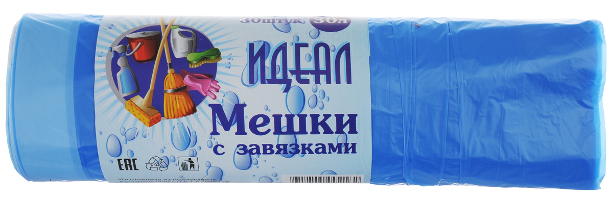Мешки хозяйственные Идеал, с завязками, цвет: голубой, 30 л, 30 штМШХ06108 Мешки хозяйственные Идеал, с завязками, цвет: голубой, 30 л, 30 штМШХ06108Хозяйственные мешки Идеал, выполненные из полиэтилена, являются предметами первой необходимости, служат для вывозки и утилизации скопившего мусора, помогают эффективно справляться с домашней работой. Возможно использование для временного хранения и упаковки вещей. Изделия оснащены специальными завязками для удобной эксплуатации. Количество: 30 шт. Объем мешка: 30 л.