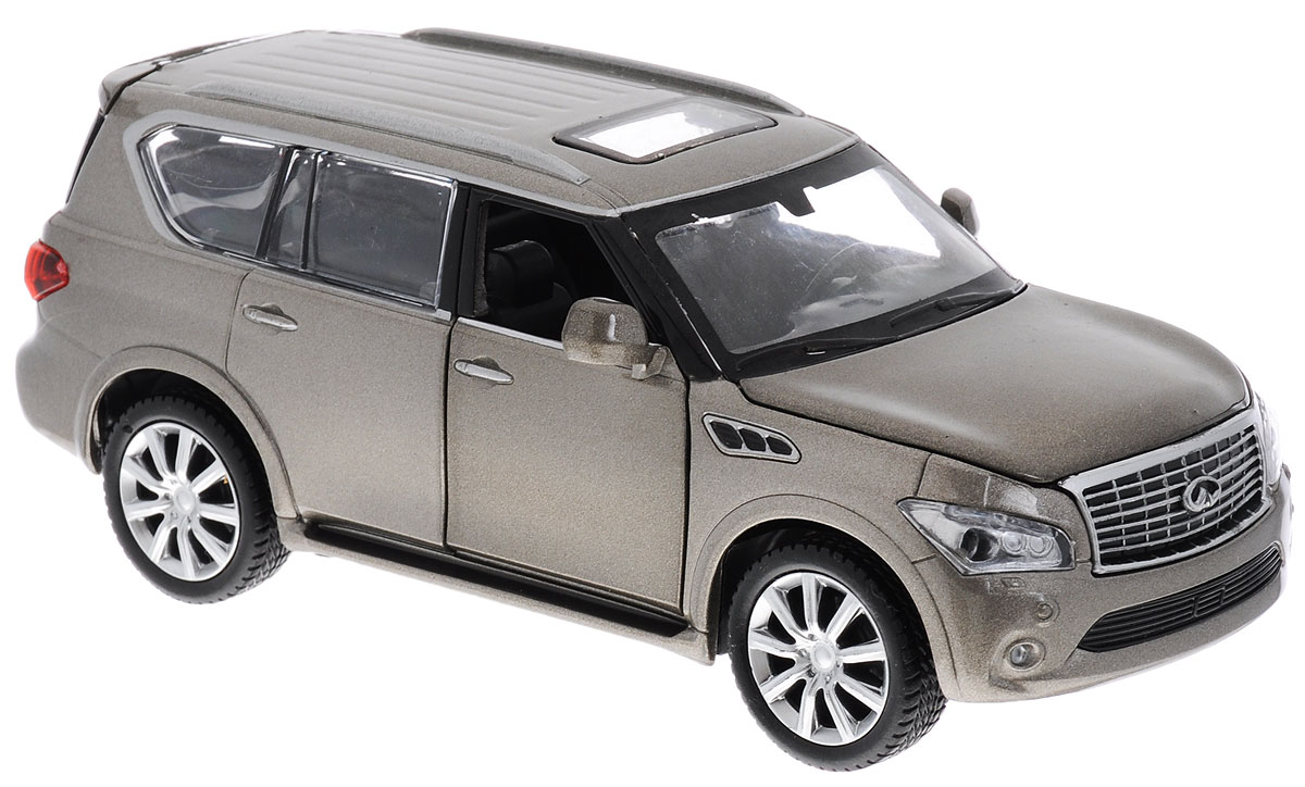 Maxi Toys Модель автомобиля Infiniti QXCP-68327-R Maxi Toys Модель автомобиля Infiniti QXCP-68327-RМодель автомобиля Maxi Toys Infiniti QX - это точная копия оригинальной машины в масштабе 1:32. Выполненная из высококачественного металла и пластика, она обязательно понравится не только ребенку, но и взрослому. Модель автомобиля имеет световые и звуковые эффекты. Передние дверцы, капот и багажник машины открываются, фары светятся, салон детализирован. Игрушка оснащена инерционным ходом. Для того, чтобы автомобиль поехал вперед, необходимо его отвести назад, а затем резко отпустить. Прорезиненные колеса обеспечивают надежное сцепление с любой поверхностью пола. Машинка является отличным подарком для юного гонщика. Во время игры с такой машинкой у ребенка развивается мелкая моторика рук, фантазия и воображение. Для работы игрушки необходимы 3 батарейки типа AG13 (товар комплектуется демонстрационными).