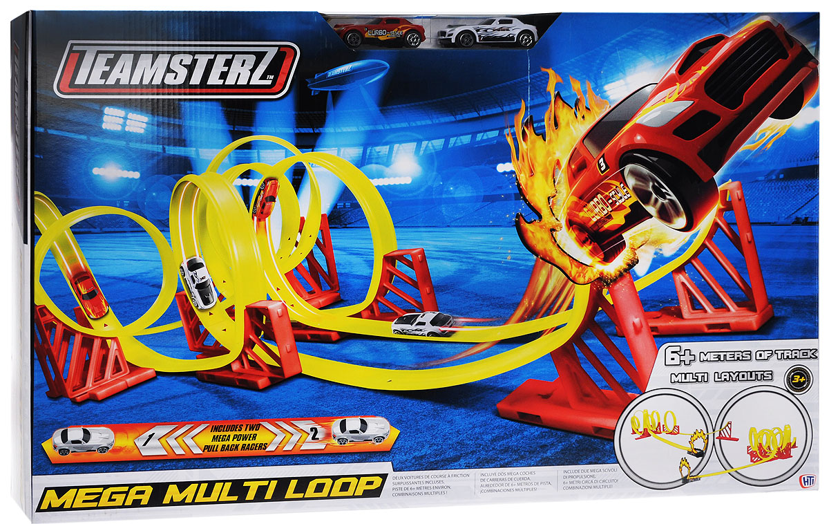 HTI Гоночный трек Mega Multi Loop1415722.00 HTI Гоночный трек Mega Multi Loop1415722.00Гоночный трек HTI Mega Multi Loop привлечет внимание каждого любителя гоночных соревнований и азартных развлечений. Комплект включает в себя элементы для постройки уникального гоночного трека с шестью мертвыми петлями и две инерционные машинки. Ребенку понравится наблюдать, как машинка стремительно вылетает из огненного кольца. Устройте свое соревнование и узнайте, кто станет чемпионом! Гоночный трек HTI Mega Multi Loop позволит ребенку не только получать удовольствие от игры и соревнований, но и развивать пространственное воображение, мелкую моторику рук и координацию движений. Порадуйте его таким замечательным подарком!