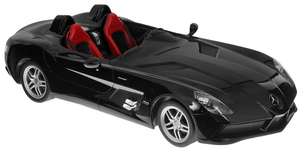 Rastar Радиоуправляемая модель Mercedes-Benz SLR цвет черный42400 Rastar Радиоуправляемая модель Mercedes-Benz SLR цвет черный42400Радиоуправляемая модель Rastar Mercedes-Benz SLR станет отличным подарком любому мальчику! Все дети хотят иметь в наборе своих игрушек ослепительные, невероятные и модные автомобили на радиоуправлении. Тем более, если это автомобиль известной марки с проработкой всех деталей, удивляющий приятным качеством и видом. Одной из таких моделей является автомобиль на радиоуправлении Rastar Mercedes-Benz SLR. Это точная копия настоящего авто в масштабе 1:12. Авто обладает неповторимым провокационным стилем и спортивным характером. Потрясающая маневренность, динамика и покладистость - отличительные качества этой модели. Возможные движения: вперед, назад, вправо, влево, остановка. При движении загораются фары и стоп- сигналы. Машина работает от 5 батареек типа АА напряжением 1,5V, пульт работает от батарейки 9V типа Крона (не входят в комплект).