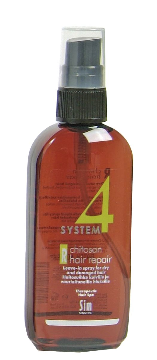 Sim Sensitive Восстановление волос R SYSTEM 4 Chitosan Hair Repair R, 100 мл5418 Sim Sensitive Восстановление волос R SYSTEM 4 Chitosan Hair Repair R, 100 мл5418КАК РАБОТАЕТ: хитозан восстанавливает ослабленную структуру кератинового слоя волоса, останавливает его расслоение. Гидролизованный растительный белок убирает статическое электричество на волосах. Гидролизованный коллаген, пшеничные протеины и диметиконы работают на восстановление стержня волоса. Имеет накопительный эффект. БОРЕТСЯ С: сухостью и ломкостью волос, расслоением стержня волоса, электризацией волос, отсутствием блеска волос, поврежденностью и стрессом волос после окрашивания, химиче-, ской обработки, частого воздействия горячих температур (фен,утюжки)