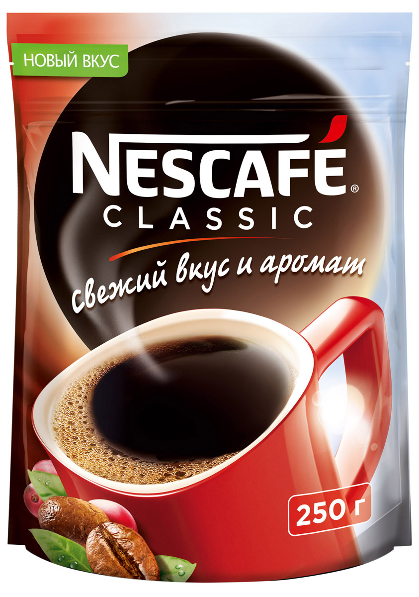 Nescafe Classic кофе растворимый гранулированный, 250 г (пакет)12267712 Nescafe Classic кофе растворимый гранулированный, 250 г (пакет)12267712Nescafe собрали и обжарили спелые кофейные ягоды, сохранив легкую горчинку обжаренных кофейных зерен, чтобы вы смогли насладиться свежим вкусом и ароматом кофе Classic.