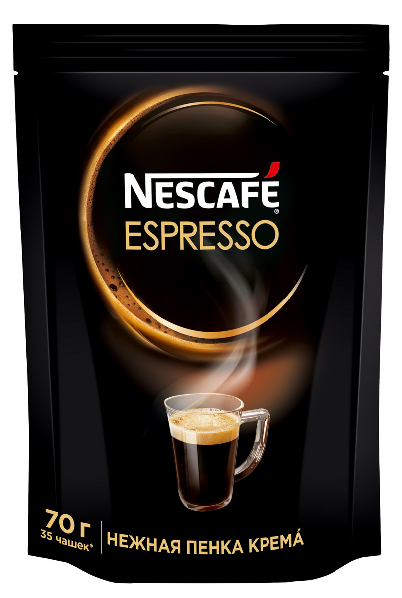 Nescafe Espresso кофе растворимый, 70 г12277944 Nescafe Espresso кофе растворимый, 70 г12277944Nescafe Espressо создан для истинных ценителей настоящего итальянского эспрессо. 100% арабика с горных склонов Латинской Америки, Азии и Африки, а также глубокая итальянская обжарка придает кофе интенсивный вкус с тонкой фруктовой ноткой. Нежная золотистая пенка крема стойко сохраняет вкус и аромат Nescafe Espresso.