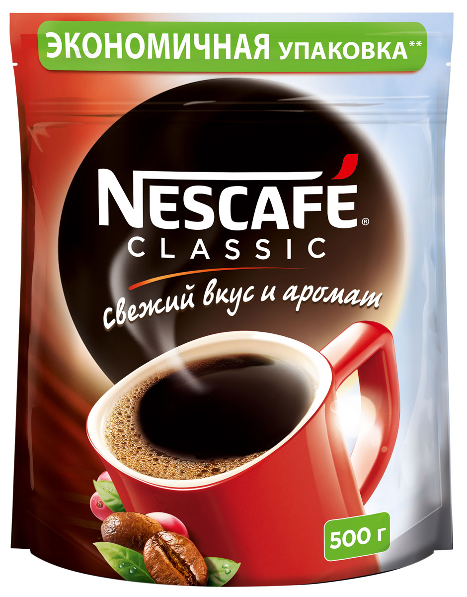 Nescafe Classic кофе растворимый гранулированный, 500 г12267735 Nescafe Classic кофе растворимый гранулированный, 500 г12267735Nescafe собрали и обжарили спелые кофейные ягоды, сохранив легкую горчинку обжаренных кофейных зерен, чтобы вы смогли насладиться свежим вкусом и ароматом кофе Classic.