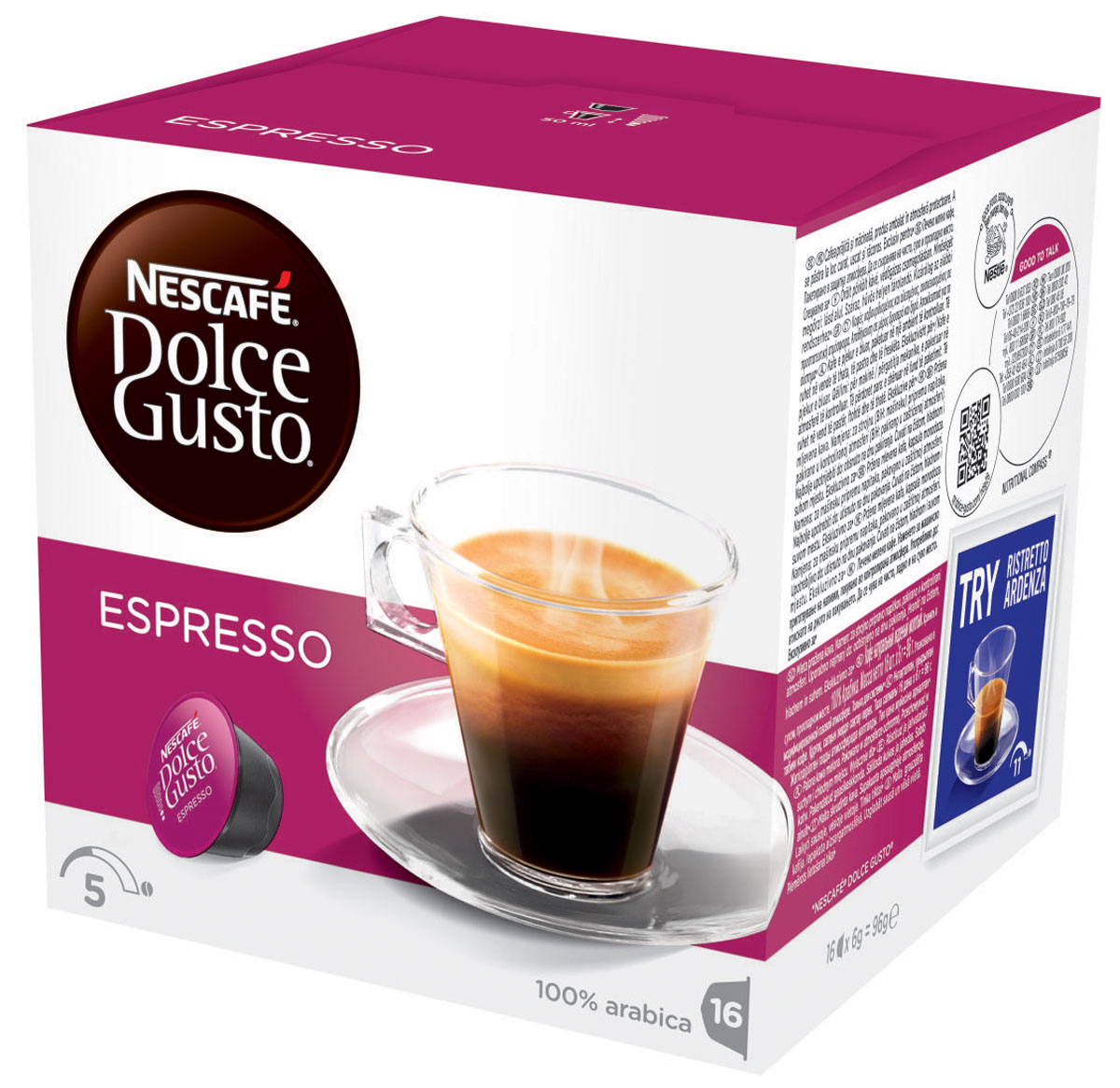 Nescafe Dolce Gusto Espresso кофе в капсулах, 16 шт5219839 Nescafe Dolce Gusto Espresso кофе в капсулах, 16 шт5219839Крепкий аромат и насыщенный вкус кофе с бархатистой пенкой – изумительное впечатление от Эспрессо. Кофе в капсулах Nescafe Dolce Gusto Espresso – это самый классический вкус. Идеальный напиток для любого времени суток, будет ли чашечка эспрессо прекрасным дополнением к завтраку или завершением ужина с друзьями.