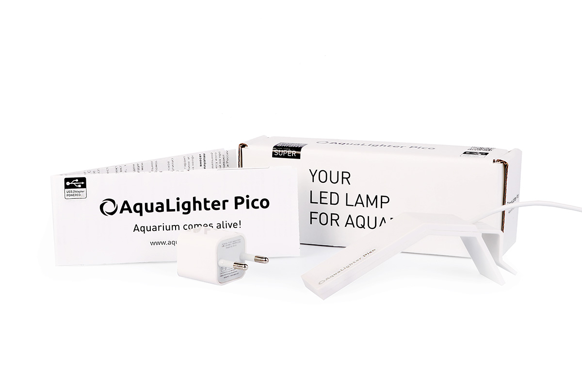 Светильник LED AquaLighter Pico, цвет: белый, 10 л, 6500К8770 Светильник LED AquaLighter Pico, цвет: белый, 10 л, 6500К8770Предназначен для пресноводных аквариумов до 10л. Экономный - потребляемая мощность 1.7 Вт, эффективный - ярче стандартных аквариумных ламп. Идеально подходит для DAQUARIUM. Светильник очень прост в установке и использовании, лучшее решение для содержания креветок и мелких видов рыб, таких как киллифиш, микрорасбор Галактика, петушков и др. в аквариумах сверхмалых объемов. Цвет - белый