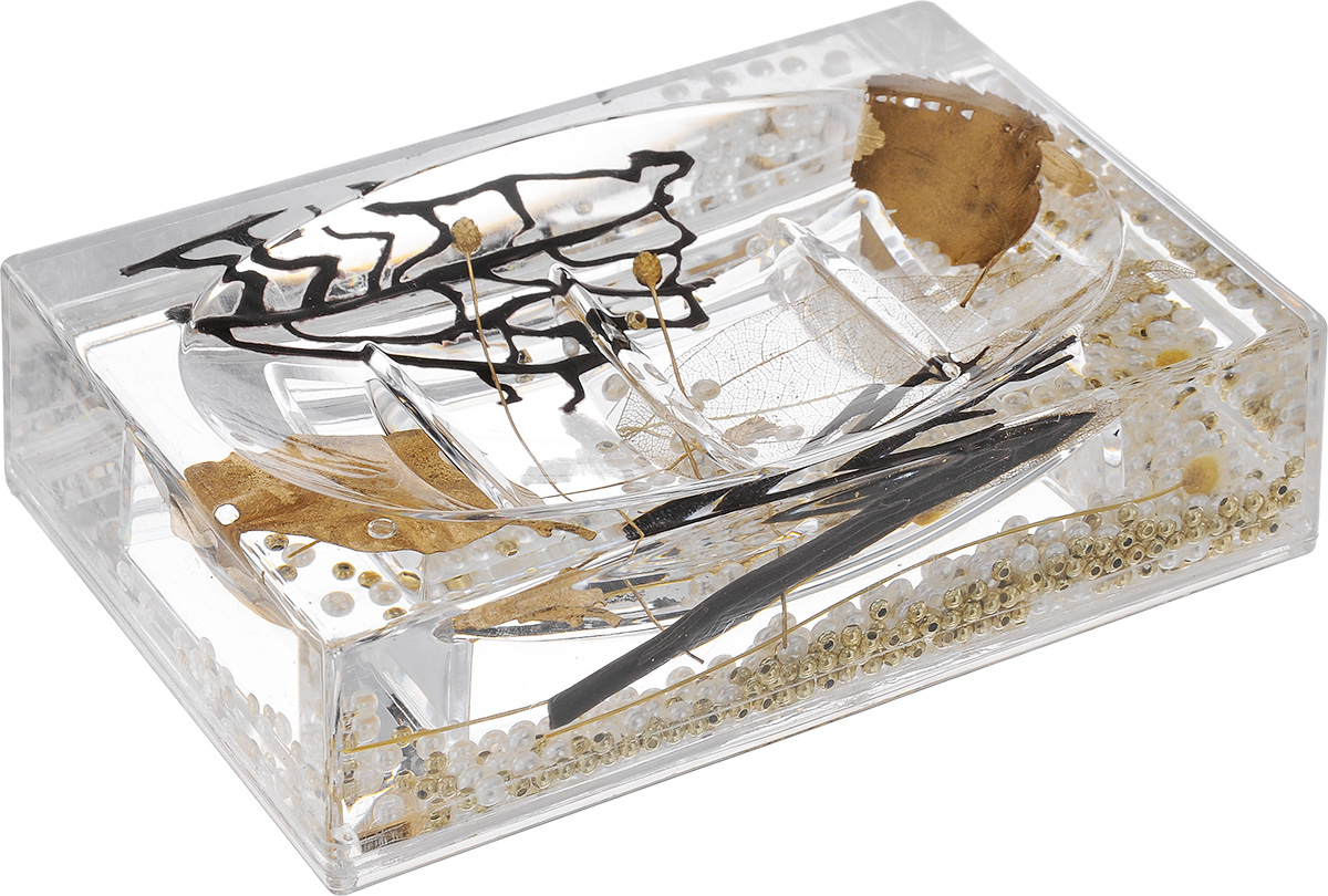 Мыльница Vanstore Aurum, 13,5 х 9 х 3 см384-04 Мыльница Vanstore Aurum, 13,5 х 9 х 3 см384-04Оригинальная мыльница Vanstore Aurum, изготовленная из прозрачного пластика, отлично подойдет для вашей ванной комнаты. Изделие имеет двойные стенки, между которыми находится прозрачный гелевый наполнитель с декоративными элементами. Такая мыльница создаст особую атмосферу уюта и максимального комфорта в ванной. Размер мыльницы: 13,5 х 9 х 3 см.