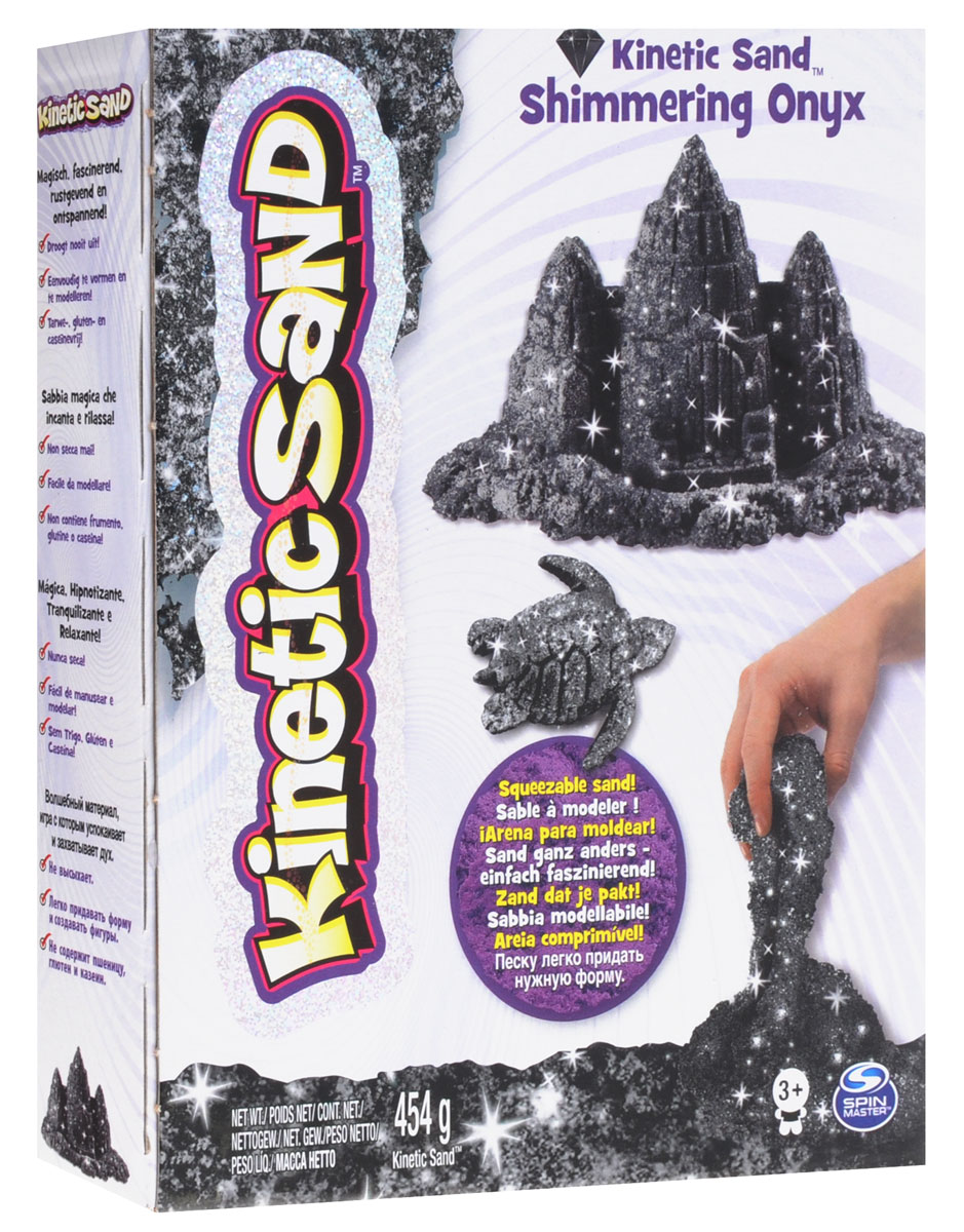 Kinetic Sand Песок для лепки Shimmering Onyx 454 г71408-0027_Onyx Kinetic Sand Песок для лепки Shimmering Onyx 454 г71408-0027_OnyxБлестящий кинетический песок Kinetic Sand цвета темного оникса - невероятно красивый и удобный материал для детского творчества. На первый взгляд напоминает влажный морской песок, но когда берешь его в руки - проявляются его необычные свойства. Он течет сквозь пальцы и в тоже время остается сухим. Он рыхлый, но из него можно строить разнообразные фигуры. Он приятный на ощупь, не оставляет следов на руках и может использоваться как расслабляющее и терапевтическое средство. Kinetic Sand представляет собой смесь чистого песка (98%) и специального связующего вещества (2%). Абсолютно безопасен. Никогда не высыхает. Оставляет все поверхности совершенно чистыми. Является неблагоприятной средой для размножения бактерий. С песком Kinetic Sand интересно играть как одному ребенку, так и нескольким одновременно. Развивает мелкую моторику, чувственное восприятие и креативность.