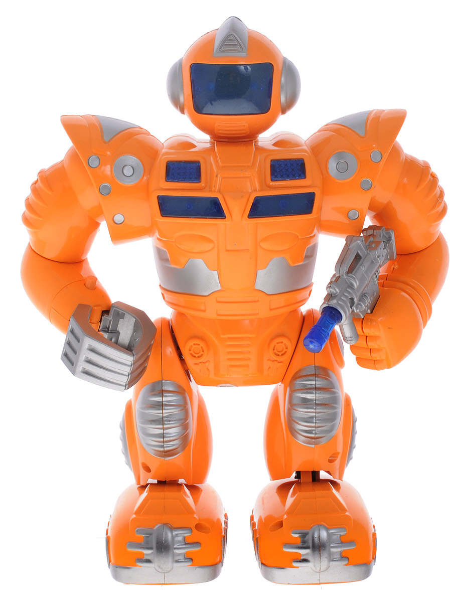 ABtoys Робот с бластеромC-00098/C-00114(LT99111) ABtoys Робот с бластеромC-00098/C-00114(LT99111)Робот с бластером от ABtoys привлечет внимание вашего малыша и станет его любимой игрушкой. Робот выполнен из прочного пластика и оснащен световыми и звуковыми эффектами. При нажатии на кнопку активации робот начинает перемещаться вперед, двигая руками и поворачивая головой, а в глазах и на его груди начинают светиться огоньки. Сопровождается движение робота реалистичным механическим звуком. В левую руку робота встроено оружие. Захват предметов осуществляет правая рука при нажатии соответствующей кнопки. Ваш ребенок сможет часами играть с роботом, придумывая разные истории. Порадуйте его таким замечательным подарком! Для работы игрушки необходимы 4 батарейки типа АА (не входят в комплект).