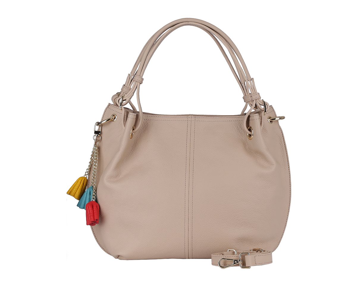 Сумка женская Fabretti, цвет: бежевый. F5393F5393 grey Сумка женская Fabretti, цвет: бежевый. F5393F5393 greyСтильная женская сумка Fabretti выполнена из натуральной кожи с зернистой фактурой, оформлена металлической фурнитурой и декоративной подвеской. Изделие содержит одно отделение, которое закрывается на молнию. Внутри изделия расположены два накладных кармашка для мелочей, врезной карман на молнии, карман-средник на молнии. Задняя сторона сумки дополнена врезным карманом на молнии. Сумка оснащена двумя практичными ручками регулируемой длины, а также съемным плечевым ремнем регулируемой длины. Оригинальный аксессуар позволит вам завершить образ и быть неотразимой.
