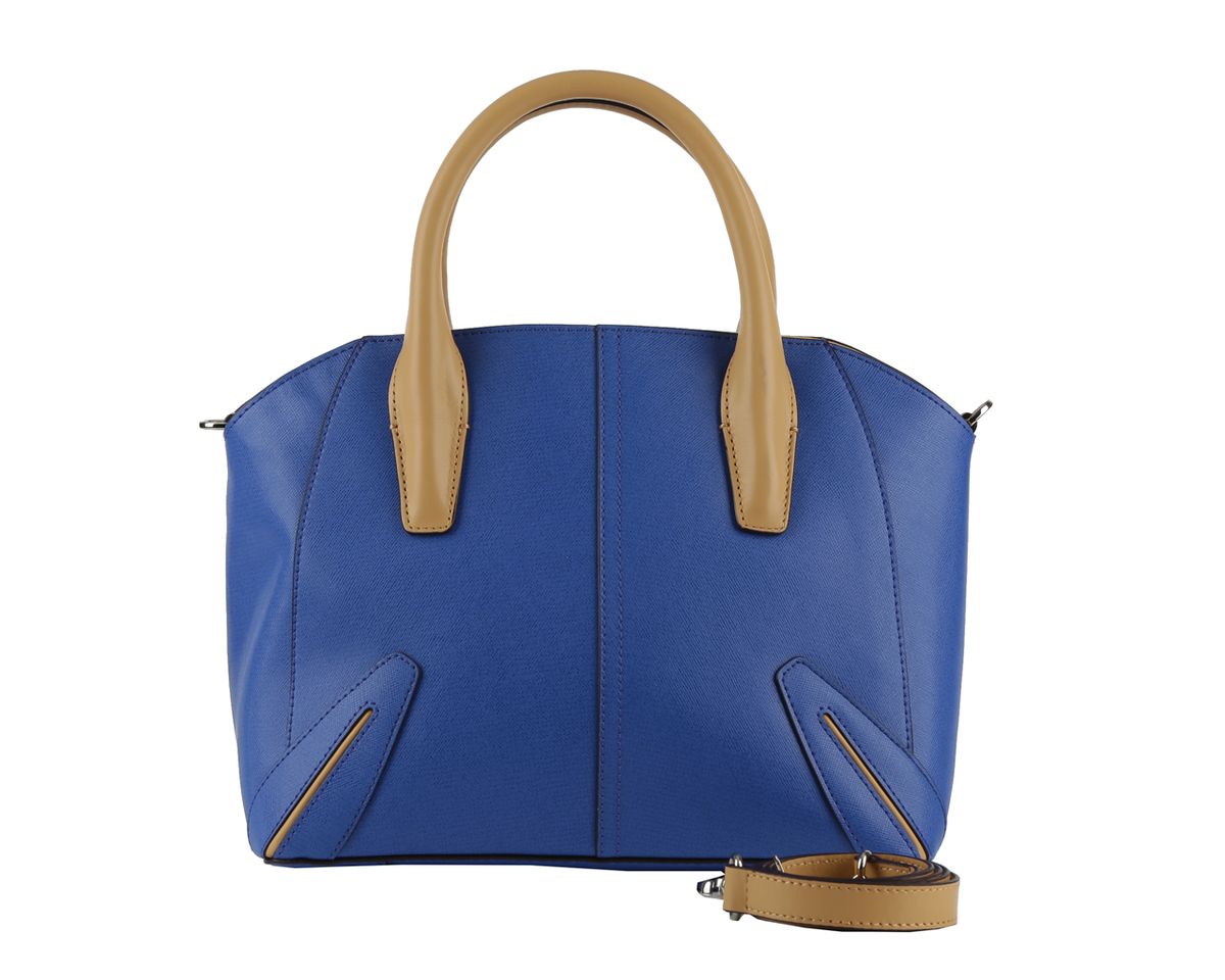 Сумка женская Leo Ventoni, цвет: синий. 2300421823004218 blue/tan Сумка женская Leo Ventoni, цвет: синий. 2300421823004218 blue/tanСтильная женская сумка Leo Ventoni выполнена из натуральной кожи с фактурным тиснением. Изделие содержит одно отделение, которое закрывается на молнию. Внутри расположены два накладных кармашка для мелочей, карман-средник на молнии и врезной карман на молнии. Снаружи, на задней стороне сумки, расположен врезной карман на застежке-молнии. Сумка оснащена двумя практичными ручками и съемным плечевым ремнем. Дно сумки оснащено металлическими ножками. Оригинальный аксессуар позволит вам завершить образ и быть неотразимой.
