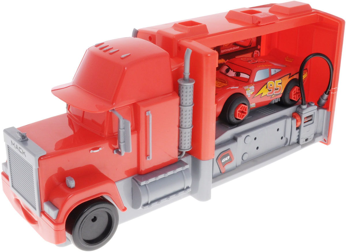 Cars Игровой набор Трейлер Мак и Молния Маккуин + Подарок Пазл Тачки 2500084 Cars Игровой набор Трейлер Мак и Молния Маккуин + Подарок Пазл Тачки 2500084Игровой набор-чемоданчик Тачки. Трейлер Мак и Молния Маккуин привлечет внимание вашего ребенка и не позволит ему скучать! В набор входят герои мультфильма Тачки: трейлер Мак с различными звуковыми и световыми эффектами и сборно-разборная машина Молния Маккуин. Также в комплект входят отвертка и разводной ключ. Трейлер выполнен в виде чемоданчика, в котором находится машина Молния Маккуин. Ваш ребенок сможет часами играть с этим набором, придумывая разные истории, и с блеском преодолевая препятствия. В подарок прилагается деревянный пазл Тачки 2. Пазл состоит из 12 крупных деталей. Собрав целую картинку, ребенок увидит одного из героев знаменитого мультфильма. Работает от 2 батареек АА (LR6) (входят в комплект). Размер машины: 19 см х 9 см х 7 см. Размер трейлера: 45 см х 19,5 см х 13 см. Размер готового пазла: 19,5 см х 17 см.