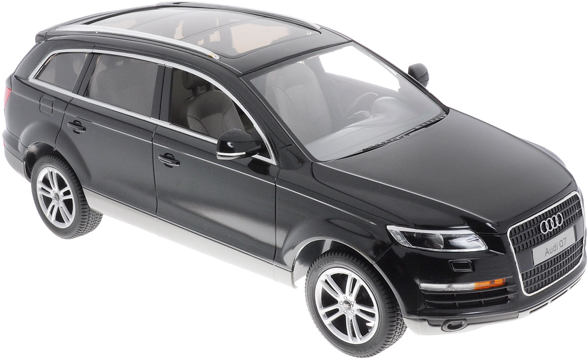 Rastar Радиоуправляемая модель Audi Q7 цвет черный масштаб 1:1427400 Rastar Радиоуправляемая модель Audi Q7 цвет черный масштаб 1:1427400Радиоуправляемая модель Rastar Audi Q7 станет отличным подарком любому мальчику! Все дети хотят иметь в наборе своих игрушек ослепительные, невероятные и модные автомобили на радиоуправлении. Тем более, если это автомобиль известной марки с проработкой всех деталей, удивляющий приятным качеством и видом. Одной из таких моделей является автомобиль на радиоуправлении Rastar Audi Q7. Это точная копия настоящего авто в масштабе 1:14. Автомобиль обладает неповторимым провокационным стилем и спортивным характером. Потрясающая маневренность, динамика и покладистость - отличительные качества этой модели. Возможные движения: вперед, назад, вправо, влево, остановка. При движении загораются фары и стоп-сигналы. Для работы игрушки необходимы 5 батареек типа АА (не входят в комплект). Для работы пульта управления необходима 1 батарейка типа Крона (не входит в комплект).