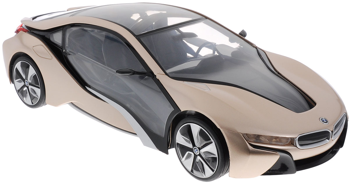 Rastar Радиоуправляемая модель BMW i8 цвет золотистый черный49600-12 Rastar Радиоуправляемая модель BMW i8 цвет золотистый черный49600-12Радиоуправляемая модель Rastar BMW i8 станет отличным подарком любому мальчику! Все дети хотят иметь в наборе своих игрушек ослепительные, невероятные и модные автомобили на радиоуправлении. Тем более, если это автомобиль известной марки с проработкой всех деталей, удивляющий приятным качеством и видом. Одной из таких моделей является автомобиль на радиоуправлении Rastar BMW i8. Это точная копия настоящего авто в масштабе 1:14. Автомобиль обладает неповторимым провокационным стилем и спортивным характером. Потрясающая маневренность, динамика и покладистость - отличительные качества этой модели. Возможные движения: вперед, назад, вправо, влево, остановка. При движении загораются фары и стоп-сигналы. При нажатии на крышу - эффект бриллиантового свечения салона автомобиля. Для работы игрушки необходимы 5 батареек типа АА (не входят в комплект). Для работы пульта управления необходима 1 батарейка типа Крона (не входит в комплект).