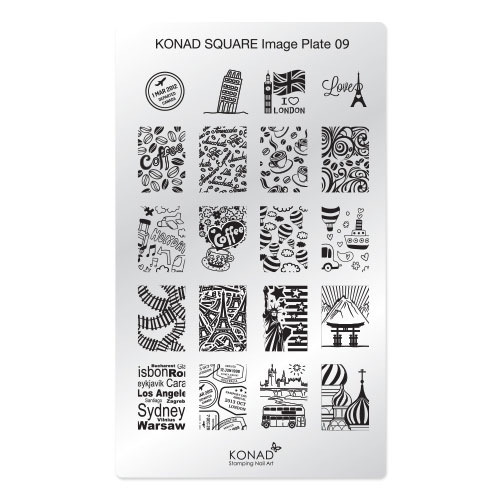 Konad Square Пластина для степинга Square Image Plate09SN-SIP09 Konad Square Пластина для степинга Square Image Plate09SN-SIP09Плитка для стемпинга. Больше узоров, больше творчества. Нанести лак на диск для стемпинга, убрать излишки скрапером, отпечатать на штамп и перенести на ноготь.