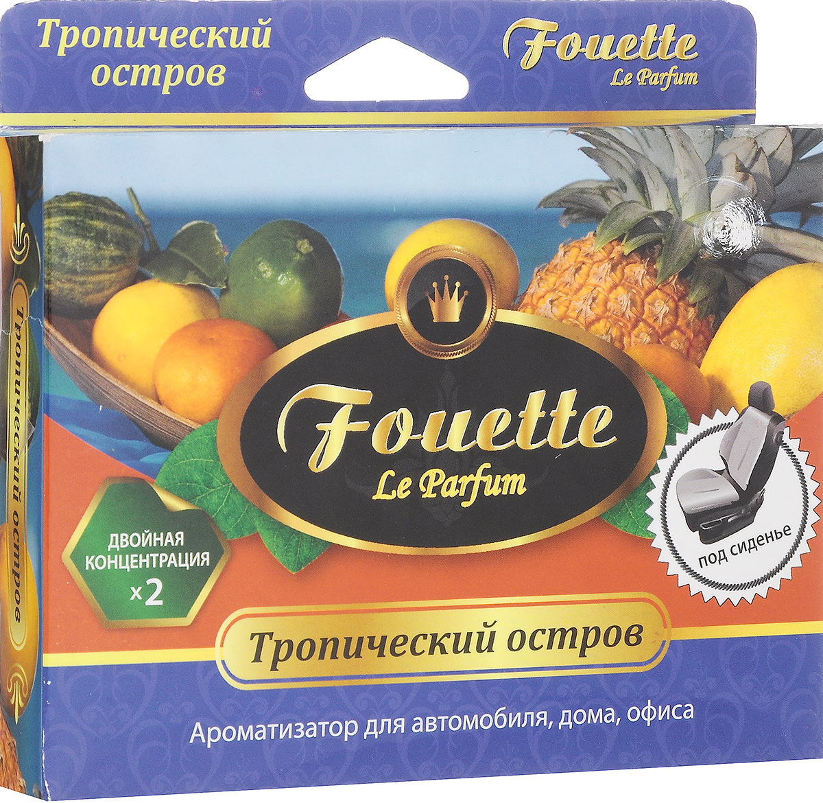 Ароматизатор под сиденье автомобиля Fouette Тропический остров, 200 гF-1 Ароматизатор под сиденье автомобиля Fouette Тропический остров, 200 гF-1Ароматизатор Fouette Тропический остров устраняет неприятные запахи, освежает воздух в салоне автомобиля и наполняет его ароматом. Удобный бокс незаметно располагается под сидением автомобиля, поэтому не нарушает интерьер салона и не привлекает к себе лишнего внимания. Ароматизатор на пенной основе эффективно действует как в жаркие летние дни, так и в морозных погодных условиях. Не содержит вредных для организма человека компонентов. Может использоваться дома и в офисе. Отлично справляется со своей задачей и равномерно испаряет приятный аромат в течение всего срока эксплуатации. Благодаря ароматизатору Fouette Тропический остров запахи в салоне вашего автомобиля, дома или офиса будут дарить наслаждение в любое время года. Состав: пенная основа (исключает протекание наполнения и минимализирует замерзание при больших минусовых температурах), парфюмерная композиция, дистиллированная вода. Вес: 200 г.