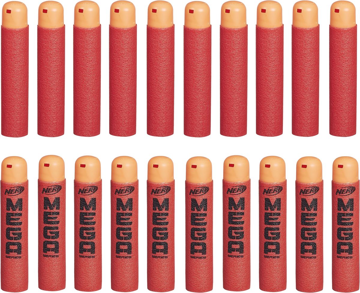 Nerf Набор стрел Мега 20 штB0085EU4 Nerf Набор стрел Мега 20 штB0085EU4Набор стрел Nerf Мега включает в себя 20 стрел, которые подходят к любому бластеру серии МЕГА. Стрелы выполнены из поролона и пластика и абсолютно безопасны для детей. Стрелы прочно держатся в барабанах бластеров и не выпадают во время игры. Такой дополнительный комплект стрел идеально подойдет для игр на свежем воздухе и расширит возможности юных снайперов!