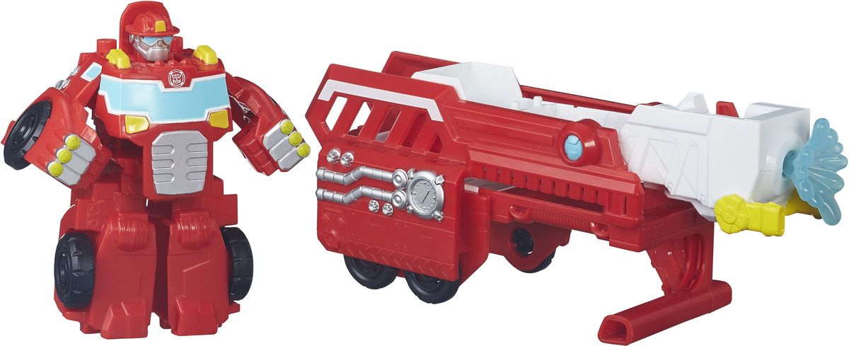Playskool Heroes Трансформер Hook & Ladder HeatwaveB4951EU4_B4952 Playskool Heroes Трансформер Hook & Ladder HeatwaveB4951EU4_B4952Трансформер Playskool Heroes Hook & Ladder Heatwave обязательно порадует малыша. Он выполнен из прочного пластика в виде пожарной машины с прицепом. Автомобиль трансформируется в робота, а прицеп оснащен поднимающейся лестницей, которая может стрелять пластиковой струей воды (в комплекте). Колеса машинки и прицепа свободно вращаются, прицеп отсоединяется. Придумывать различные увлекательные сюжеты вместе с героями Playskool Heroes станет еще интереснее, ведь вы можете собрать целую коллекцию!