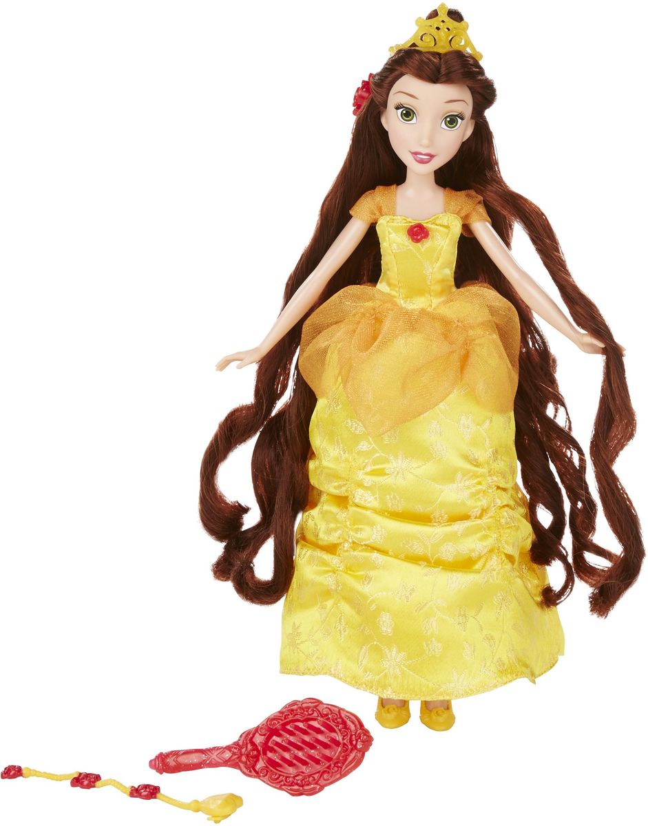 Disney Princess Кукла Белль с длинными локонамиB5292EU4_B5293 Disney Princess Кукла Белль с длинными локонамиB5292EU4_B5293Кукла Disney Princess Белль представляет собой роскошную куклу с длинными волосами. Белль одета в точно такое же платье, в котором она была в мультфильме, когда чудовище устроило для нее бал. Этот великолепный наряд воспроизведен с точностью до мельчайшей детали. Платье украшено вышивкой из роз. Подол платья собран в живописные складки. На свой образ в мультфильме походит не только наряд, но и сама кукла. У нее красивое лицо с большими зелеными глазами, нежным румянцем и доброй улыбкой. У куклы длинные каштановые волосы - это единственное, что отличает ее от экранной героини. Волосы куклы Белль созданы для того, чтобы придумывать принцессе разнообразные прически и воплощать их в жизнь. В набор входят дополнительная прядь волос розового цвета, а также украшения, которые можно вплетать в локоны красавицы. Голову куклы украшает золотая корона с вкраплениями блесток, благодаря которым она сверкает как настоящая драгоценность. На ногах у куклы - туфельки с рельефными розами на...