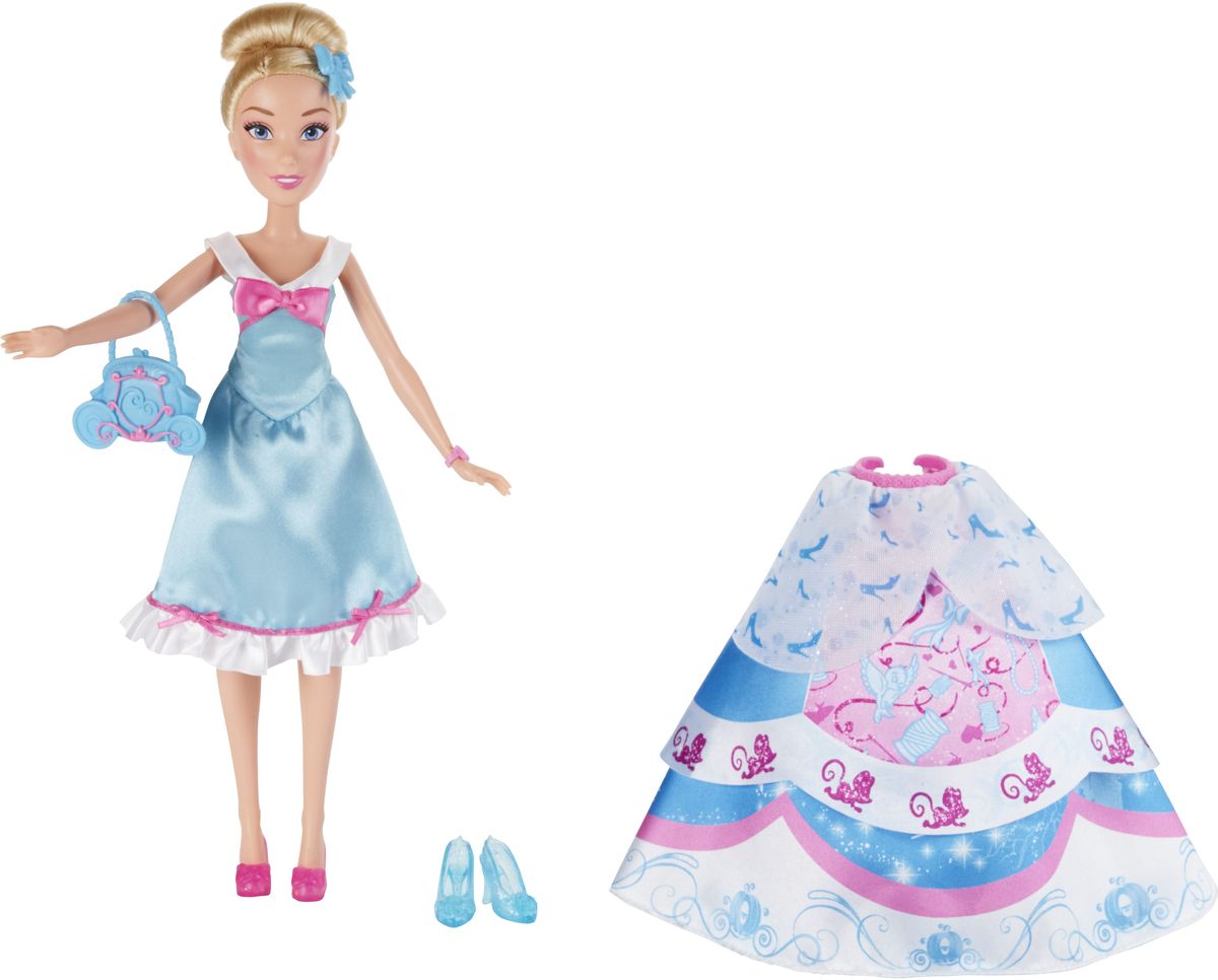 Disney Princess Кукла Золушка в платье со сменными юбкамиB5314EU4_B5312 Disney Princess Кукла Золушка в платье со сменными юбкамиB5314EU4_B5312Кукла Disney Princess Золушка поможет вашей малышке окунуться в сказочный мир. Игрушка выполнена в виде главной героини диснеевского мультфильма. Принцесса одета в простое платье в присущей ей цветовой гамме. В наборе с куклой есть три текстильные юбки, которые можно одевать к платью, 4 клипсы в виде бантов и голубые туфельки на высоких каблуках. У Золушки имеется оригинальная сумочка в виде кареты и розовые домашние тапочки. Девочки могут сочетать и смешивать различные юбки, чтобы создать неповторимый наряд для принцессы. Ручки, ножки и голова у неё подвижны. Вашей малышке наверняка понравится заплетать и расчесывать длинные светлые волосы Золушки. Ваша малышка с удовольствием будет играть с этой куколкой, проигрывая сюжеты из мультфильма или придумывая различные истории.