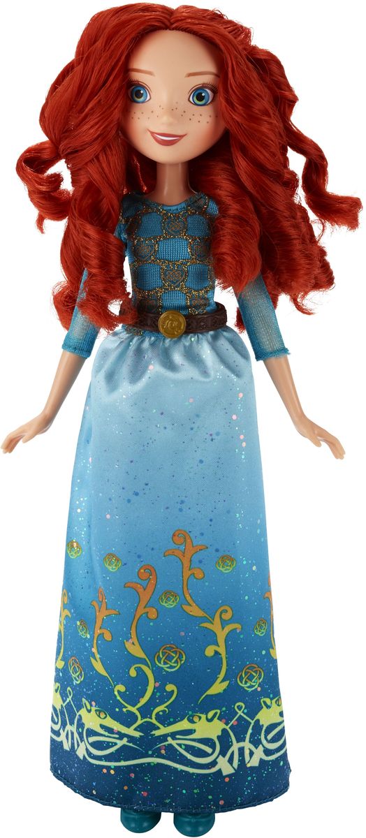 Disney Princess Кукла МеридаB6447EU4_B5825 Disney Princess Кукла МеридаB6447EU4_B5825Мерида - это смелая и отважная героиня мультипликационного фильма Храбрая сердцем от компании Disney. У куклы, как и у ее экранного образа, длинные рыжие волосы с ярко выраженными кудряшками. Вы сможете самостоятельно расчесывать локоны Мериды и создавать различные прически для куклы, тем самым изменяя ее повседневный образ. Принцесса одета в платье бирюзового цвета с золотистыми декоративными элементами. Внизу подола вы увидите необычный узор, состоящий из отдельных волнообразных линий. Тонкий пояс подчеркивает изящную талию куколки, а шахматный рисунок на верхней части платья делает наряд невероятно праздничным. У куклы яркие голубые глаза, алые губки, белоснежная улыбка и много аккуратных веснушек, добавляющих в образ нежность и весеннее озорство.