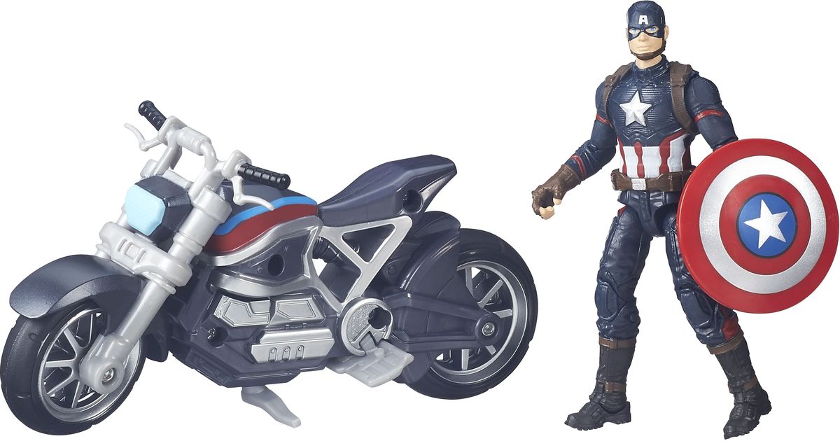 Avengers Игровой набор Captain America with MotorcycleB6354EU4 Avengers Игровой набор Captain America with MotorcycleB6354EU4Игровой набор Avengers Captain America with Motorcycle состоит из фигурки Капитана Америки, щита и мотоцикла. Элементы набора выполнены из высококачественных материалов с сохранением максимальной детализации. Для настоящих ценителей качества. Фигурка имеет несколько точек артикуляции. Капитана можно усадить на мотоцикл, на руле которого находится крепление для щита. Набор позволит вашему малышу воссоздать самые захватывающие моменты из любимого фильма о Мстителях. Порадуйте свое чадо таким замечательным подарком!